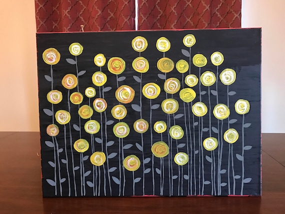 Yellow flowers at night