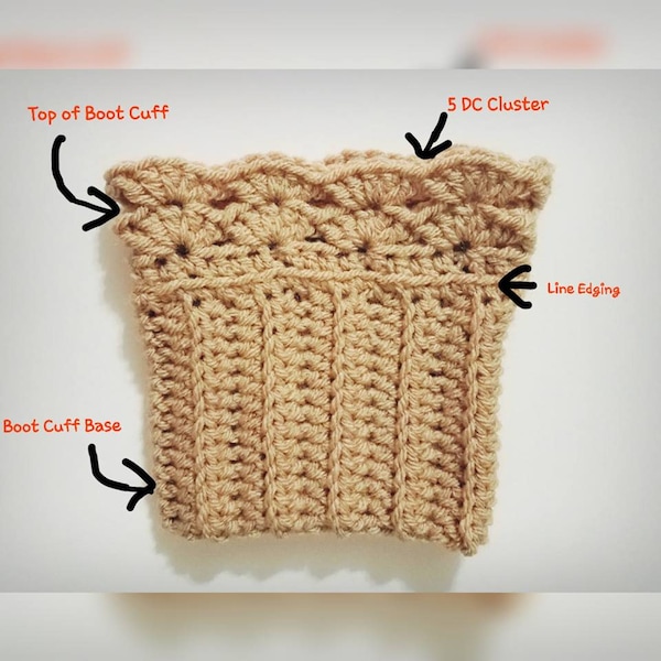 Boot Cuff Pattern | Crochet Boot Cuff Pattern | PDF Pattern | Solid Shell Pattern| Solid Shell Boot Cuff