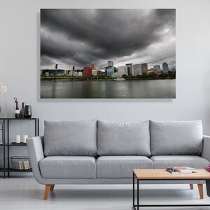 Dramatic Clouds at Downtown Portland,  Original Photo Art Work -fine art picture canvas print -Pacific Northwest, Oregon, wall décor