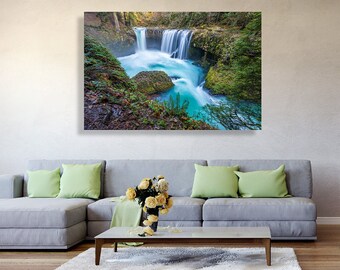 Spirit Falls, Washington- fine art photography canvas print - large waterfall poster, Washington nature, wall décor, Pacific Northwest