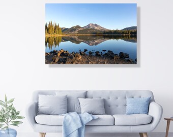 Sparks lake and South Sister at sunrise, Bend-  original fine art photography canvas print -Pacific Northwest, wall décor, art