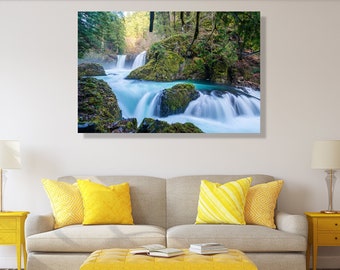 Spirit Falls, Washington- fine art photography canvas print - large waterfall poster, Washington nature, wall décor, Pacific Northwest