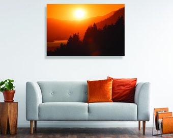 Golden hour Oregon forest at sunrise canvas- Original fine art photography print - Holiday Family gift,  Pacific Northwest, wall décor, art