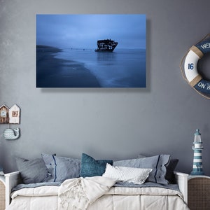 Abandoned ship at Fort Stevens, Oregon- fine art photography canvas print -ocean. coast, beach poster, Pacific Northwest, wall décor, art