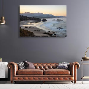 Cannon beach, Oregon at sunrise- fine art photography canvas print - Pacific ocean coast, beach poster, Pacific Northwest, wall décor, art