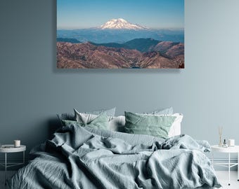 Mount Rainier from the summit of Mt. St. Helens, Washington- fine art photography canvas print -wall poster, large wall decor PNW gift print