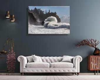 Pacific Ocean King Tides at Cape Disappointment, WA- original fine art photography canvas print - PNW, Pacific Northwest, wall décor, art