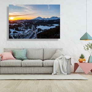 Three Sisters, Bend, Oregon, Original Photo Art Work  - fine art photography canvas print - poster, Pacific Northwest, mountains wall décor