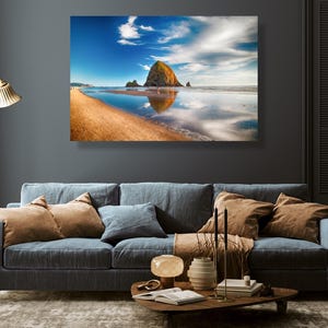 Cannon beach, Oregon at sunset - Original fine art photography canvas print - Pacific ocean, large beach poster,  wall decor, art