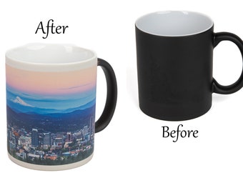 Oregon Magic Mug -Downtown Portland Mount Hood Sublimation Mug Original Gift Art Work of a local Photographer 12oz Ceramic Pacific Northwest