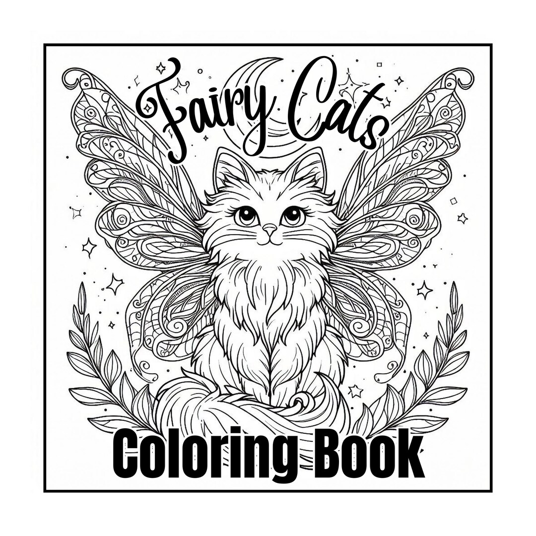 Fairy Cats Adult Printable Coloring Book Pages - Etsy