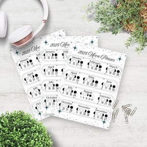 Celestial 2025 Moon Phases Printable – 8.5x11 PDF Astrology Lunar Calendar Wall Art, Moon Tracker for Witchy Planners & Decor