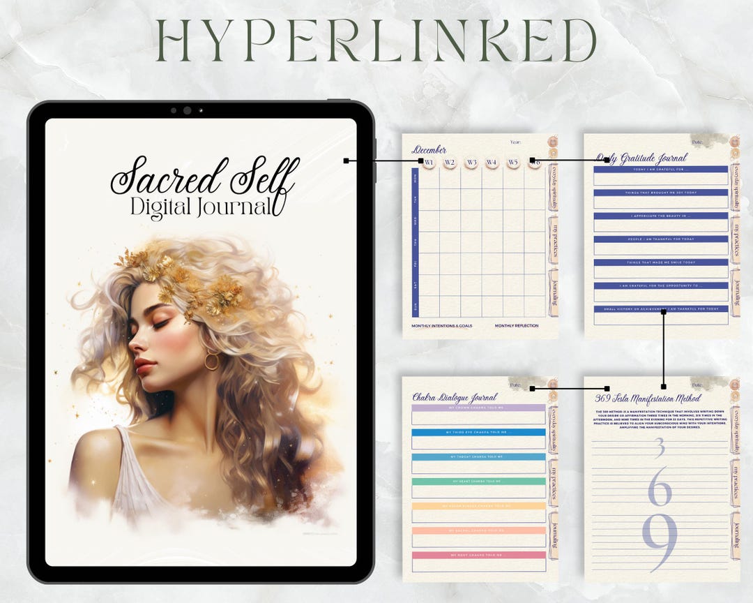 Sacred Self Digital Journal – Spiritual Hyperlinked Planner for Daily ...
