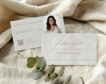 Breathwork Business Card Template for Canva | Somatic Therapy | Nervous System Coach Branding