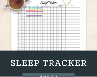 Schlaf Tracker Printable | Monatliches Schlaf-Tagebuch zur Nachverfolgung von Stunden, Qualität & Hinweise | Wellness, Selbstfürsorge und Gesundheit Journal Vorlage