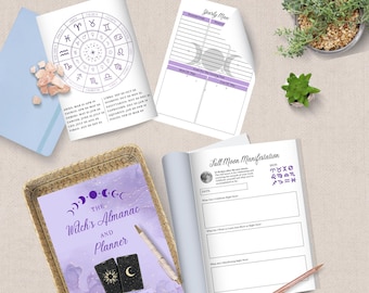 The Witch’s Almanac and Undated Planner | 203-Page Printable PDF | Daily Witchcraft Journal, Spellbook, Moon Planner & Book of Shadows