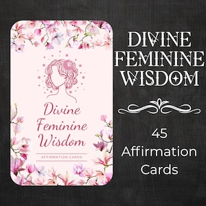 Cartas de Afirmaciones de la Divinidad Femenina – 46 cartas imprimibles tamaño Tarot (7,5 x 12,5 cm) / PDF digital + PNG / Amor propio espiritual, descarga instantánea