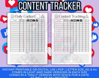 Digital & Printable Content Calendar for Creators, Social Media Goals, Printable Planner, Instant PDF Download, Witch Spiritual Themed