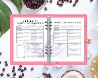 Mystic Plant Compendium - Witchy Houseplant Tracker PDF (8.5x11) | Botanical Care Record Printable | Herbal Grimoire Page