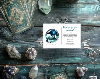 Raven’s Eye Trinkets Thank You Card Template | 4x6 Printable Canva Design | Gothic Witchy Small Business Insert Card