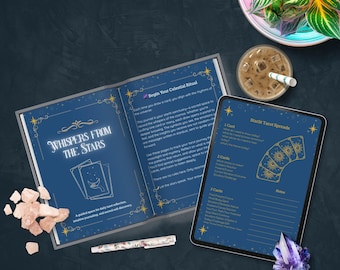 Whispers from the Stars Tarot Journal – Celestial Daily Card Pull Printable | Mystical Tarot Tracker | Dark Starry Witchy Journal Pages