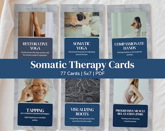 77 Somatic Therapy Cards – 5x7 Printable Deck for Grounding, Movement & Mind-Body Healing – Mental Health and Wellness Tools