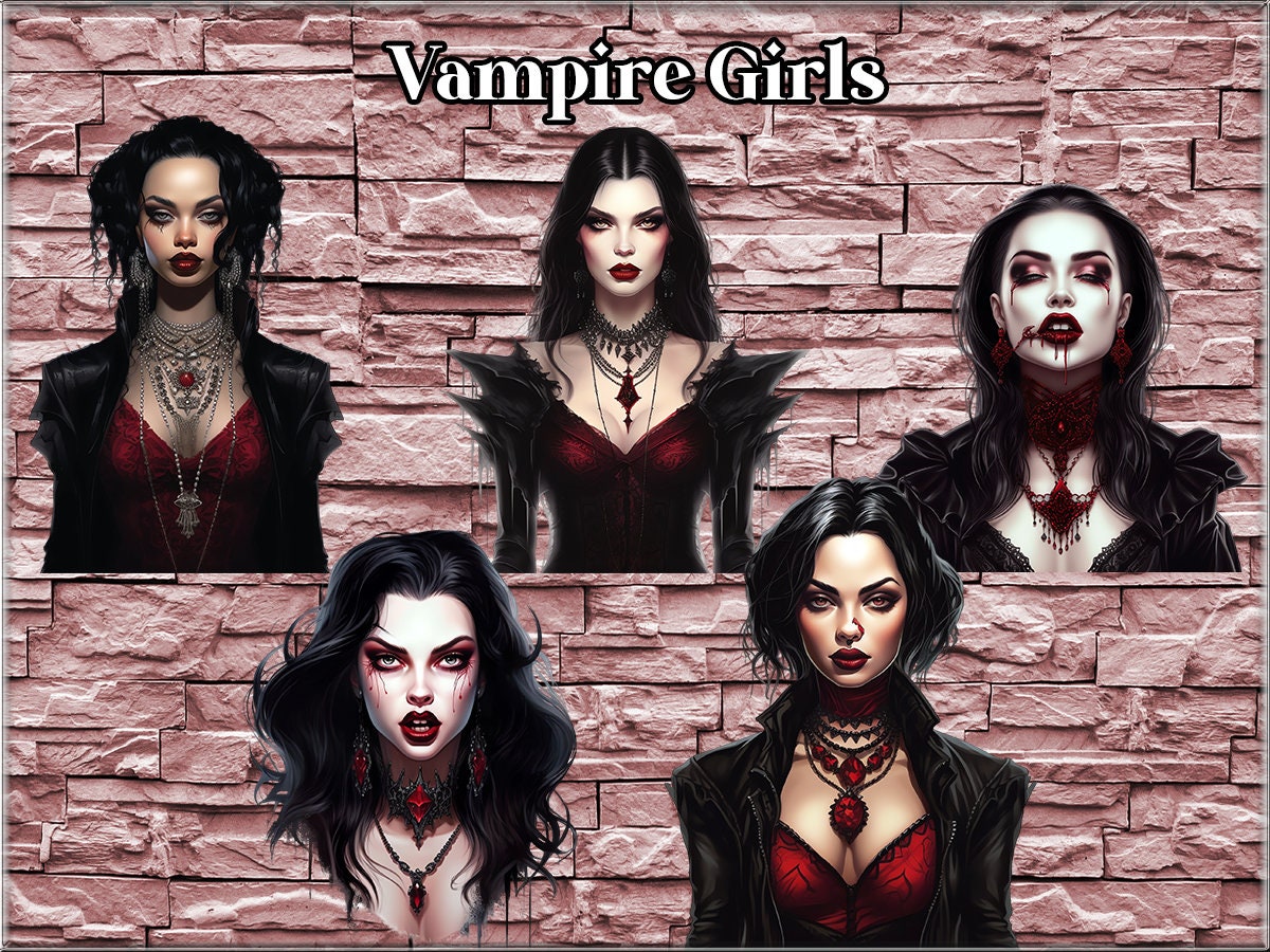 Goth Vampire Girls Clipart PNG Digital Art for Projects - Etsy