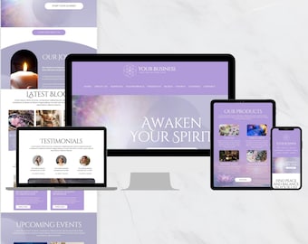 Spiritual Website Canva Template | One Page Website Design for Healers, Coaches, Mystic Brands | Editable & Mobile Friendly