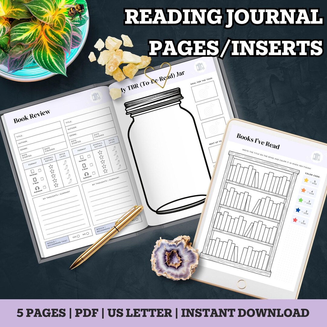 Reading Journal Printable Pages Bundle | 5-page Book Tracker Pdf | US ...