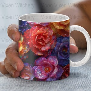 Floral Mug Wrap, 11oz and 15oz Mug Wraps, Mug Design, PNG Digital Download, Artistic Flower Mug Wrap