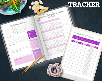 Pink Audiobook Tracker Printable | 5-Page Reading Journal Insert | Audiobook Review, Monthly Reflection, TBR Log | PDF Download