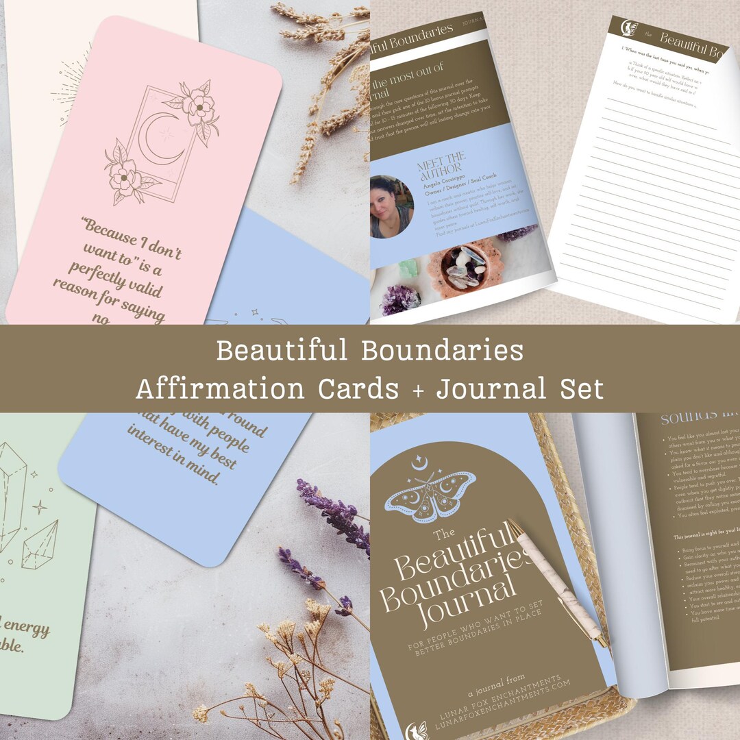 Beautiful Boundaries Journal & Affirmation Cards Set Shadow Work