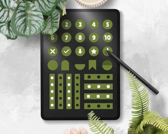 The Witchy Planner Kit | Digital Sticker Sheets for GoodNotes & Digital Journals | Oxblood, Bronze, Midnight Blue, Olive | PNGs Included