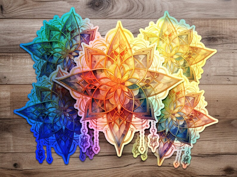 8-pointed Star Sticker, Die Cut Sticker, Kiss Cut Sticker, Holographic ...