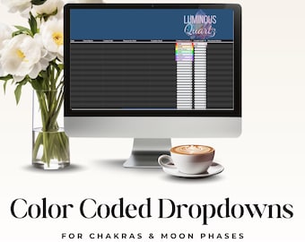 Crystal Healer Client Log – Dark Mode Google Sheets Template for Spiritual Business – Printable or Digital Record Sheet