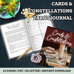 Tarot Astrologie Journal Printable • Witchy Celestial PDF • 22-seitiges Tarot Logbuch mit Sternzeichen-Anleitung, Spreads, Moon & Planet Prompts