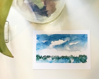 Winter Park Mountains - Original Watercolor Print and Postcard