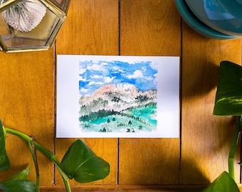 Horsetooth Mountain Colorado Watercolor Painting Print - 4x6 and 12x15 Prints