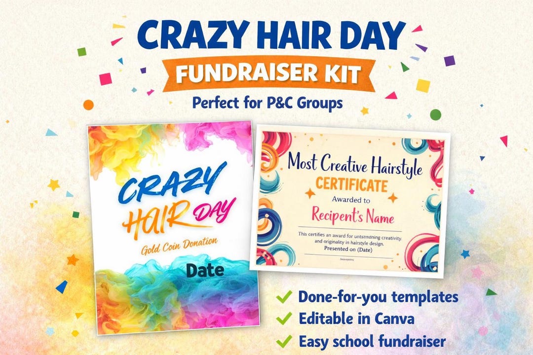 Fun Raisor Hair Crazy Hair Day Fundraiser Kit | Australian P&C School Event Pack ...
