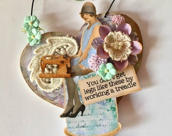Vintage style collage wall art for her