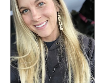 Rectangle Cheetah Earrings