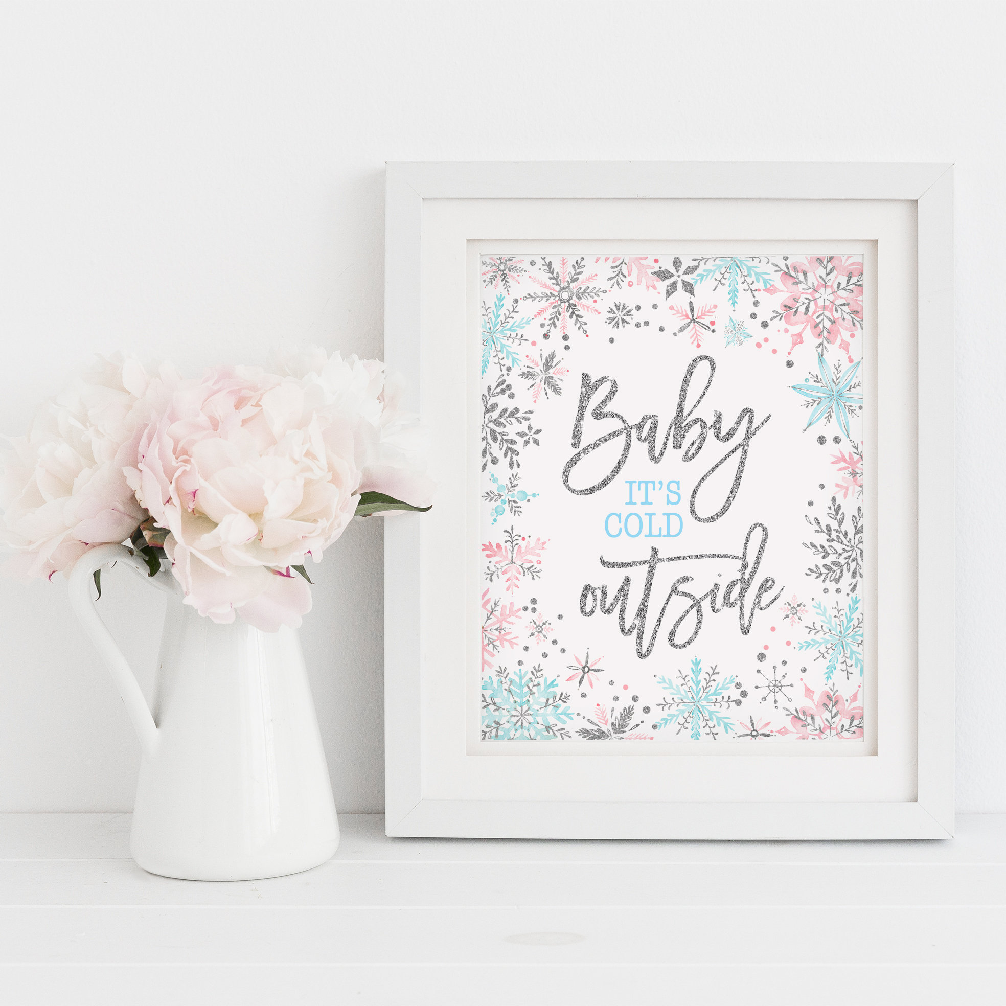 Baby its cold outside sign printable winter onederland first | Etsy