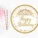 Pink and Gold Cupcake Toppers Printable, Boho Floral First Birthday ...