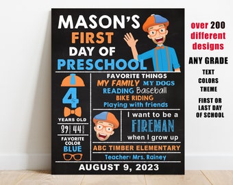 First or Last day of school sign printable, kids back to school chalkboard, Any Grade board, boy kindergarten, preschool, prek, digital file