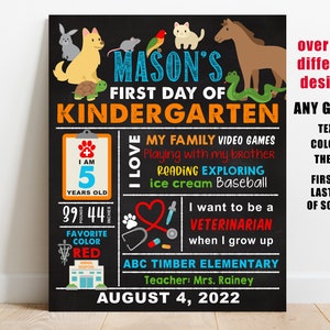 Veterinarian First day of school sign printable, back to school chalkboard, preschool, 1st day of kindergarten, pre-k, Any grade sign