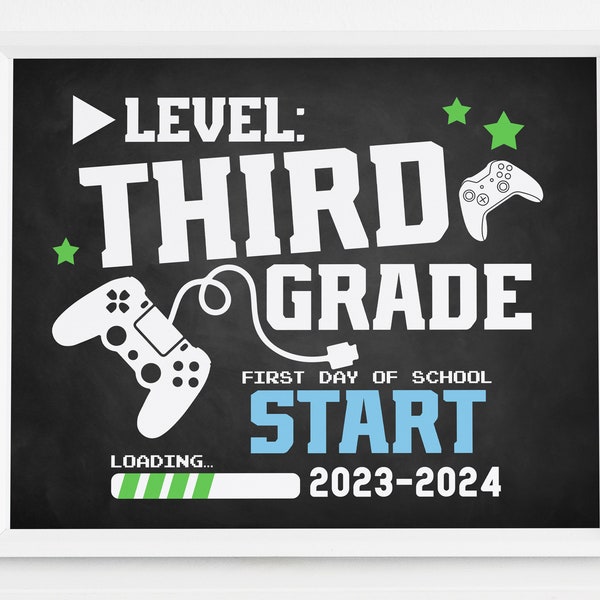 Gamer First day of 3rd grade sign printable, Back to school photo prop 2023, Video game 1st day of 3rd grade, Third grade, Instant download