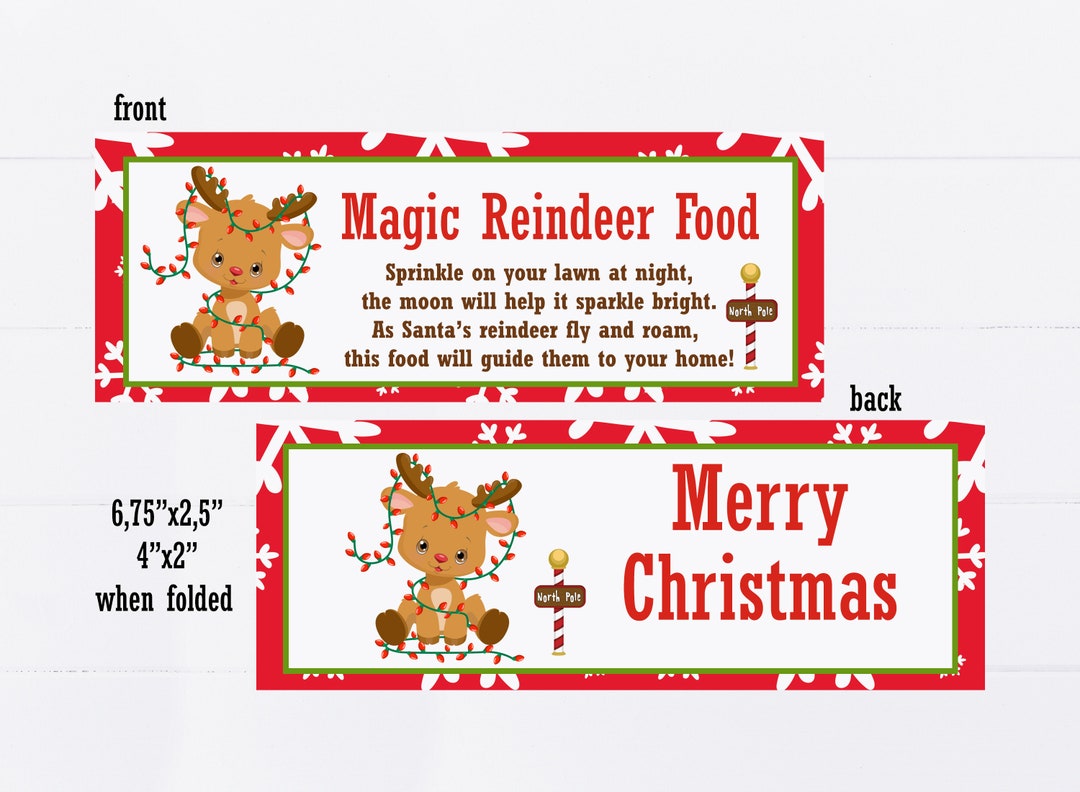 Magic Reindeer Food Bag Toppers Printable, Christmas Birthday Party Favors, Classroom School ...