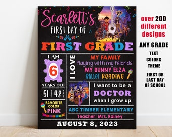 First or Last day of school sign printable, girls back to school chalkboard, kindergarten photo prop, Any Grade, preschool, digital file