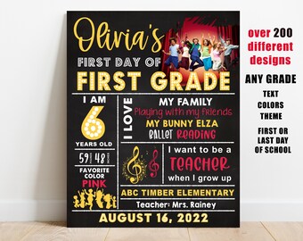 First or Last day of school sign printable, girls back to school chalkboard, photo prop, 1st 2nd 3rd 4th 5th grade, digital file