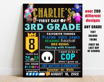 Video game First or Last day of school sign printable, boy back to school chalkboard, 1st day of Any Grade board, kindergarten, digital file